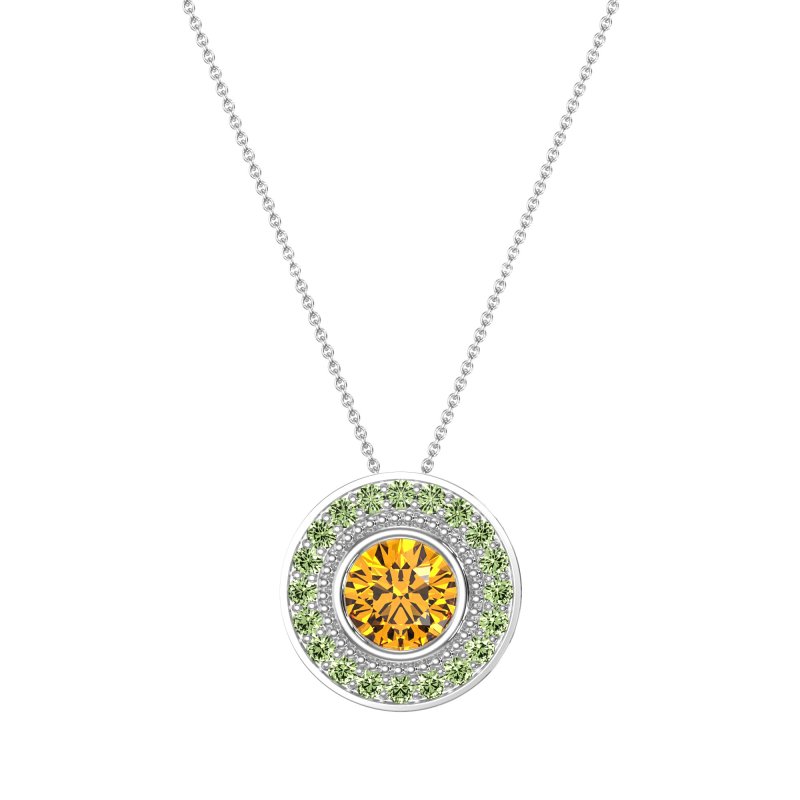 Round Halo Bezel Necklace