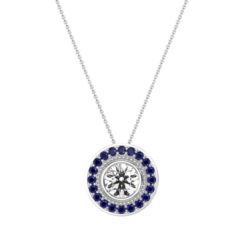 Round Halo Bezel Necklace