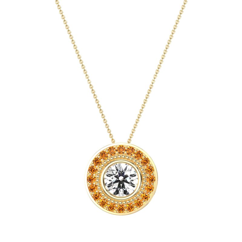 Round Halo Bezel Necklace