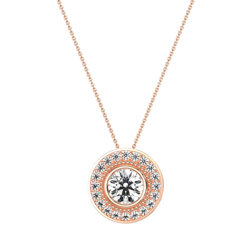 Round Halo Bezel Necklace