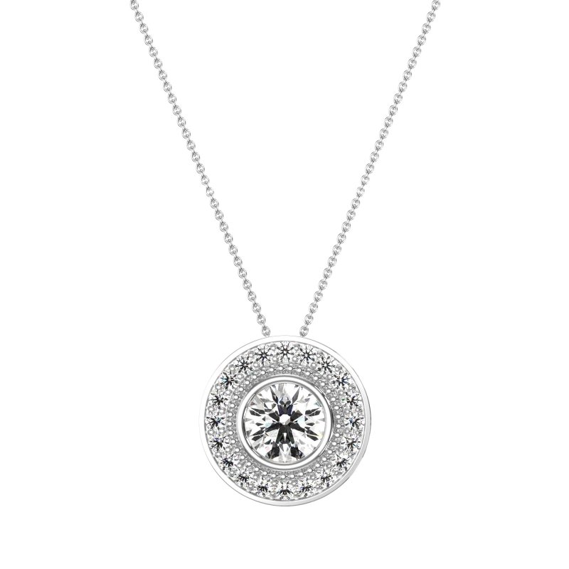 Round Halo Bezel Necklace