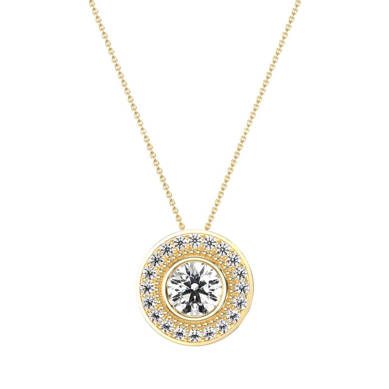 Round Halo Bezel Necklace