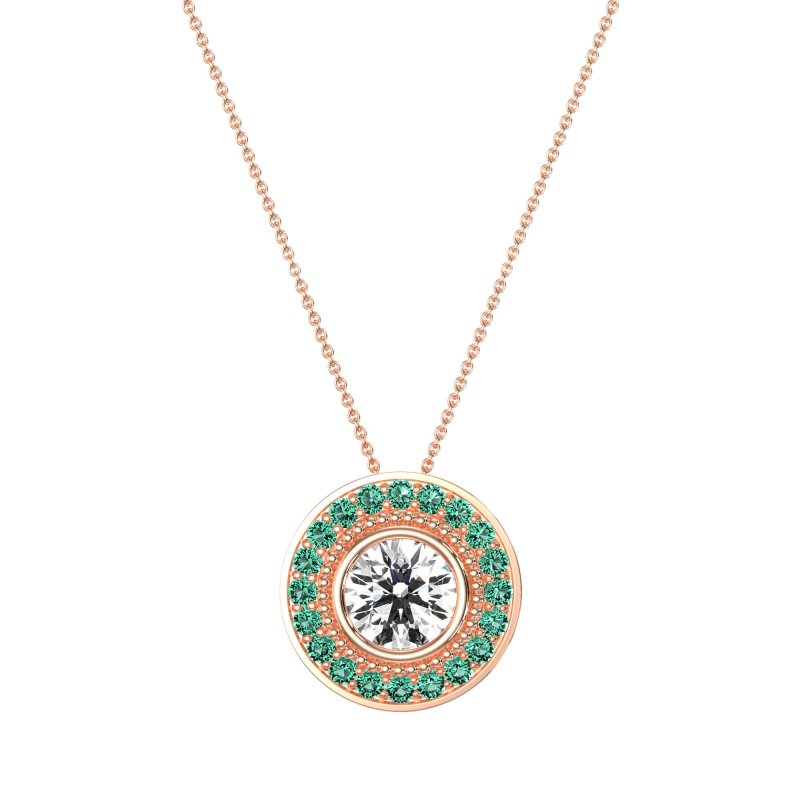 Round Halo Bezel Necklace