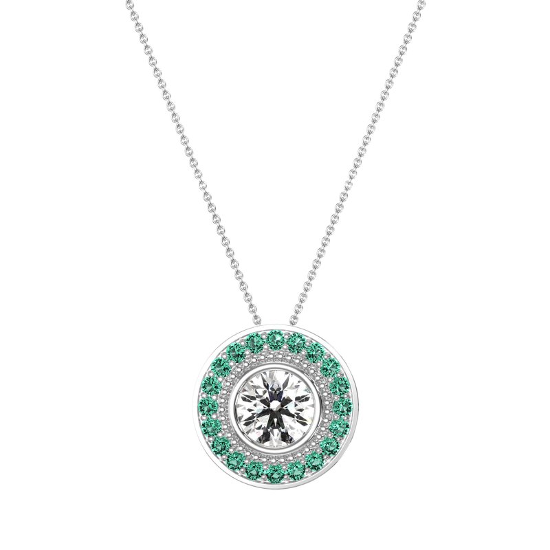 Round Halo Bezel Necklace