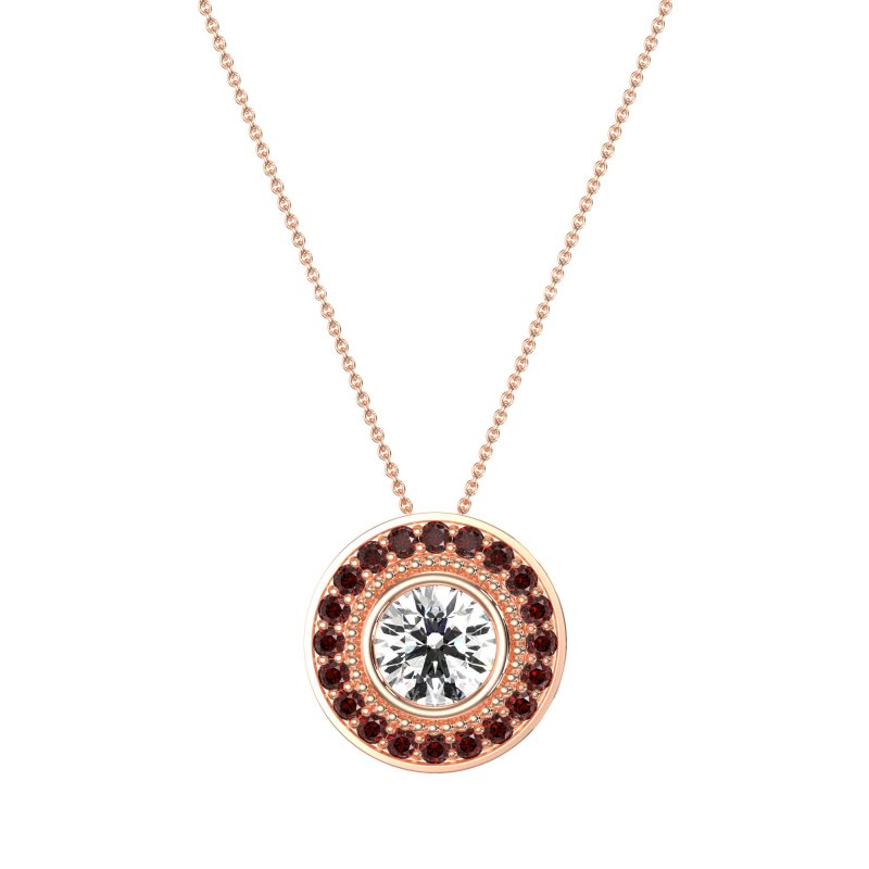 Round Halo Bezel Necklace