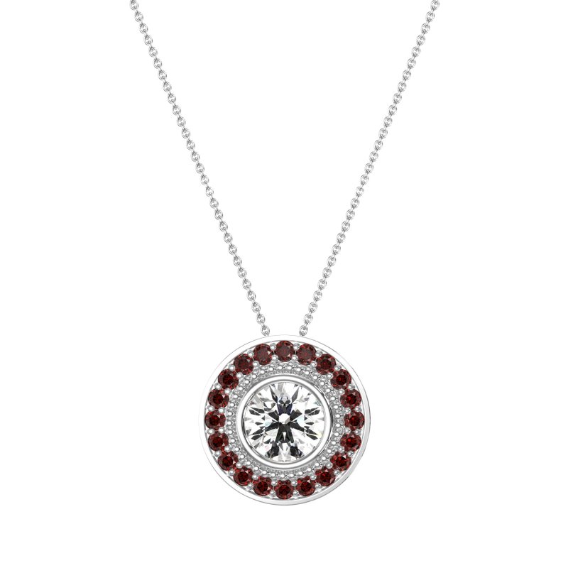 Round Halo Bezel Necklace