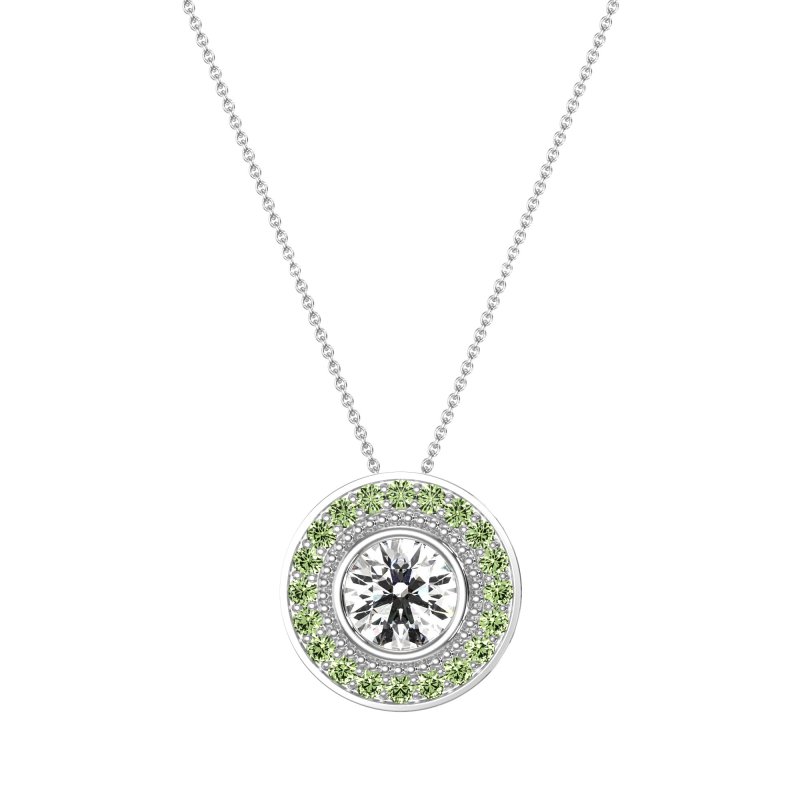 Round Halo Bezel Necklace