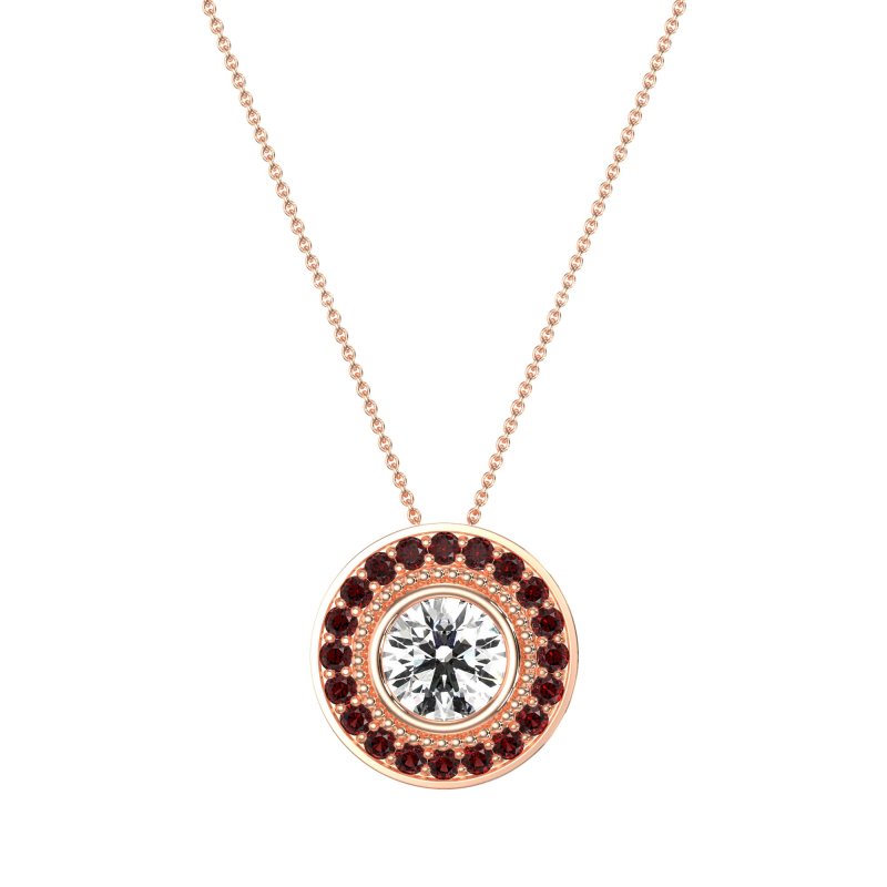 Round Halo Bezel Necklace