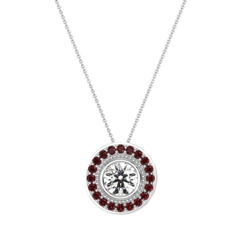 Round Halo Bezel Necklace