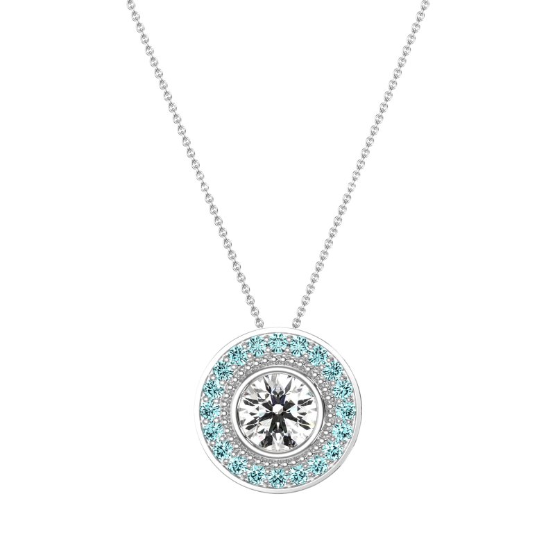 Round Halo Bezel Necklace
