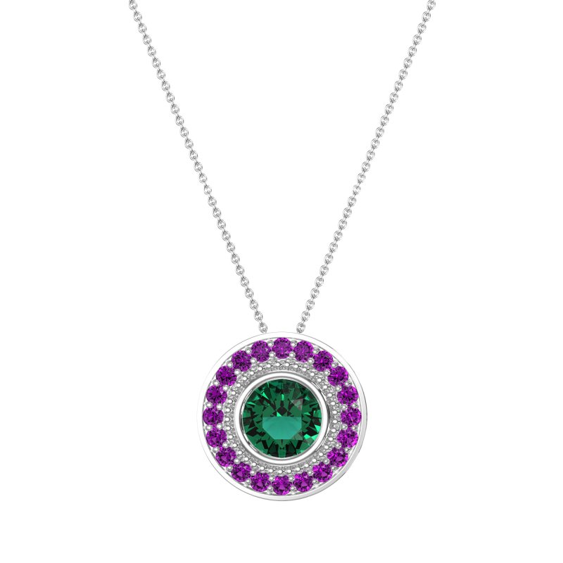 Round Halo Bezel Necklace