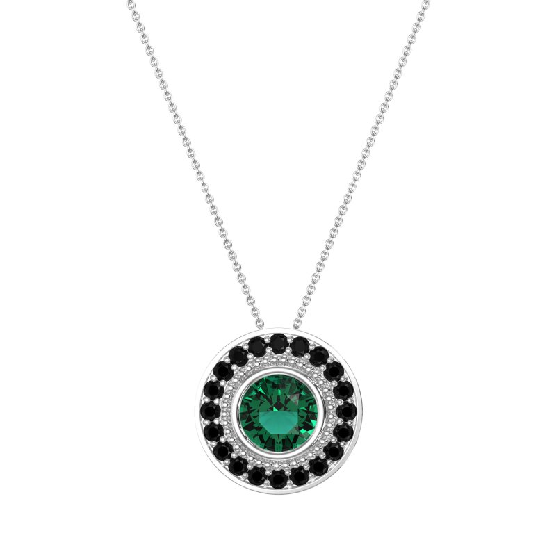 Round Halo Bezel Necklace