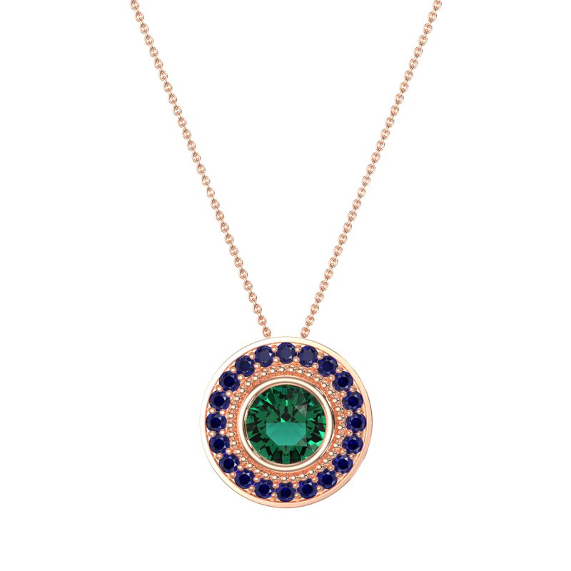Round Halo Bezel Necklace