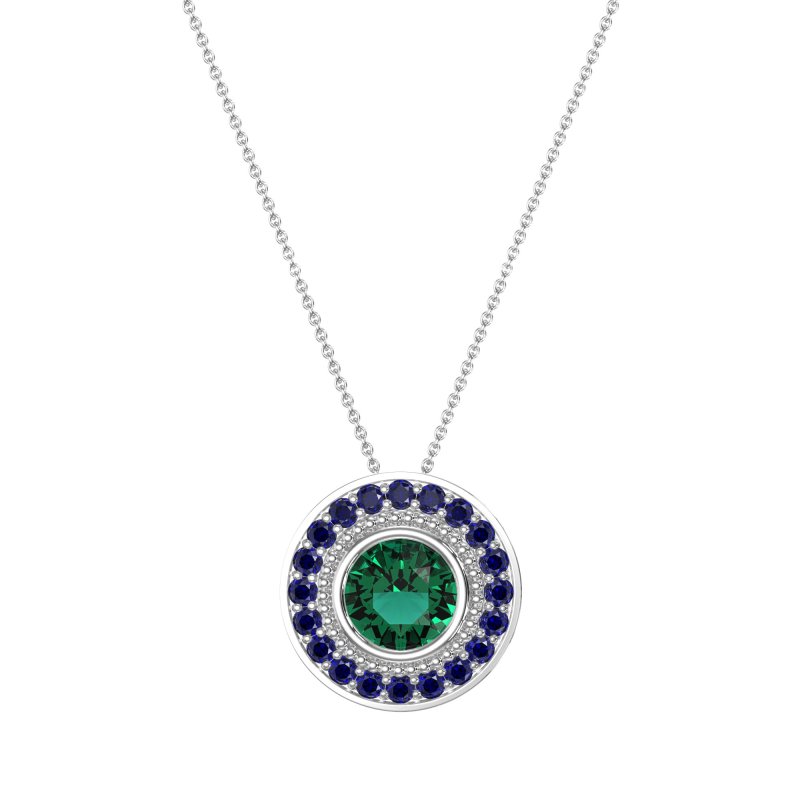 Round Halo Bezel Necklace