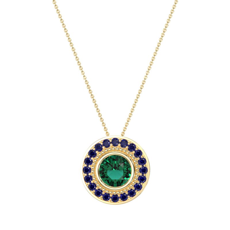 Round Halo Bezel Necklace