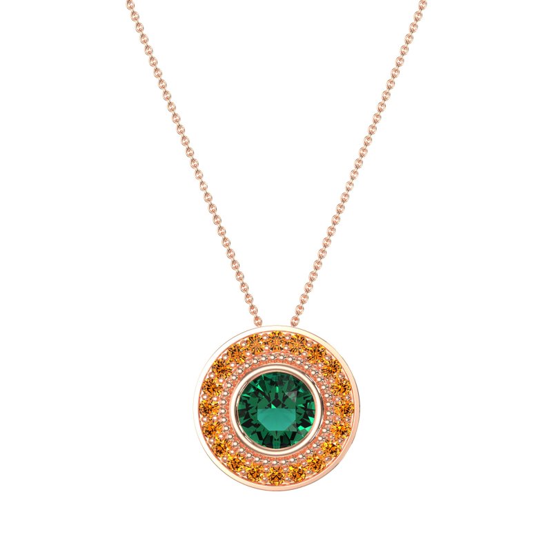 Round Halo Bezel Necklace