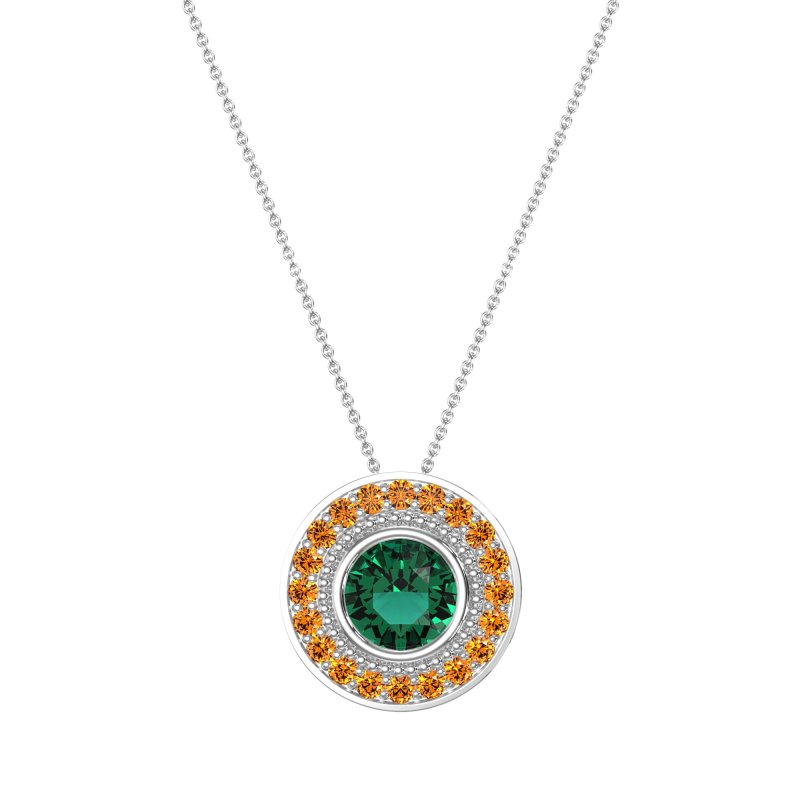 Round Halo Bezel Necklace