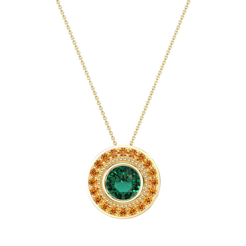 Round Halo Bezel Necklace