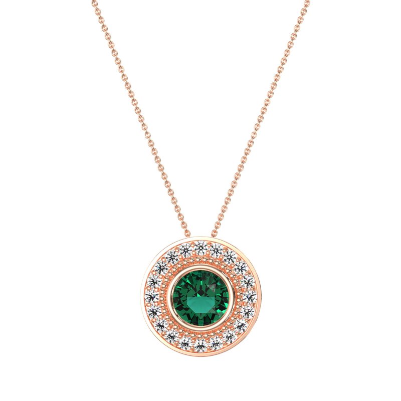 Round Halo Bezel Necklace