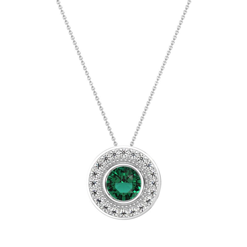 Round Halo Bezel Necklace