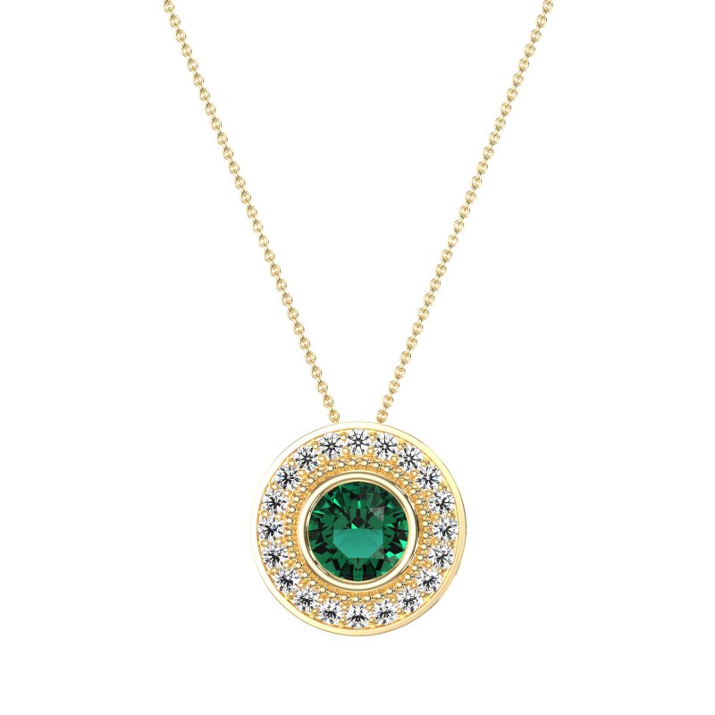 Round Halo Bezel Necklace