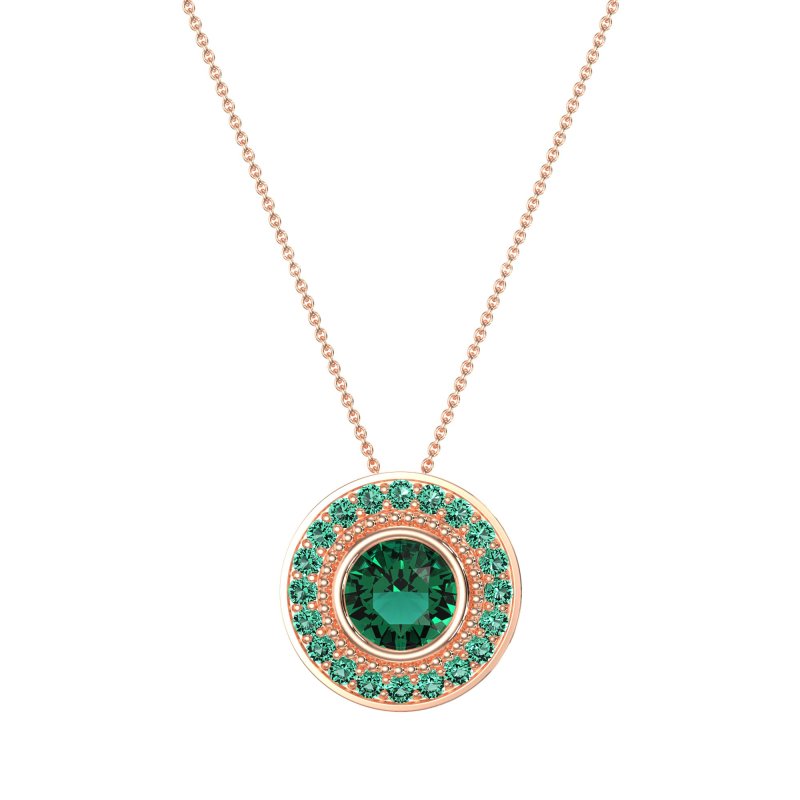 Round Halo Bezel Necklace