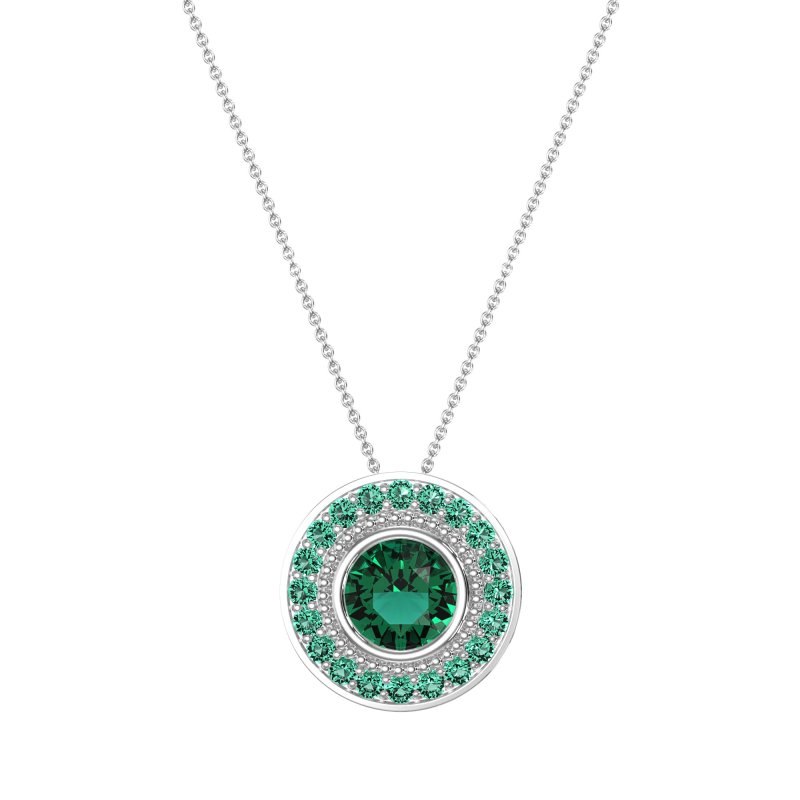 Round Halo Bezel Necklace