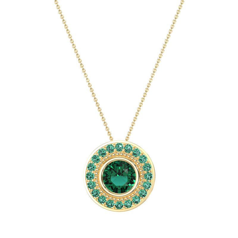 Round Halo Bezel Necklace