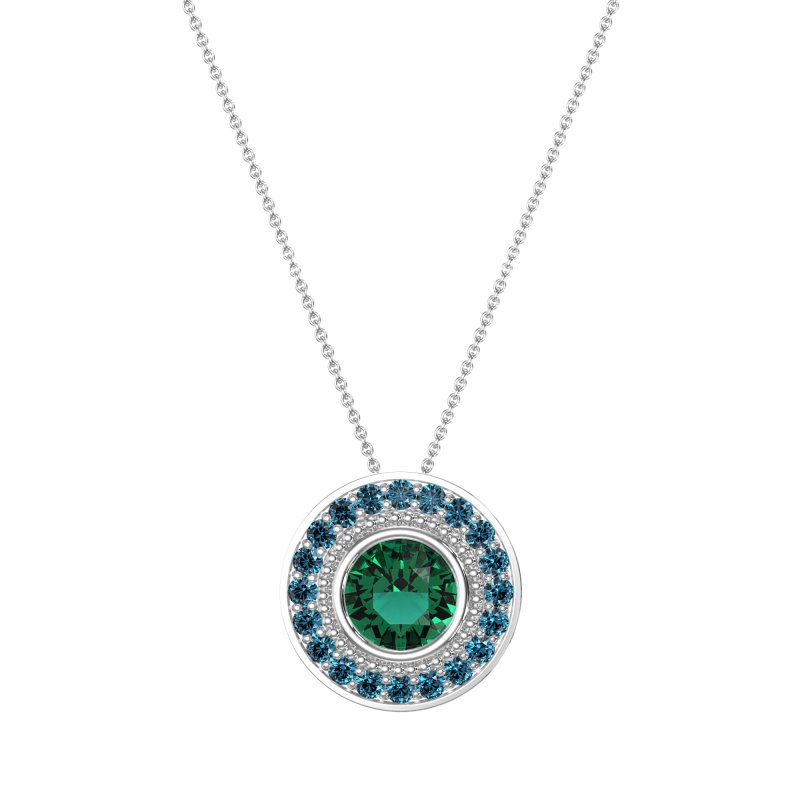 Round Halo Bezel Necklace