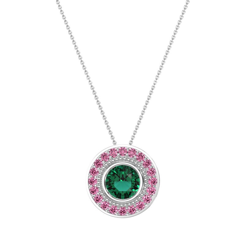 Round Halo Bezel Necklace