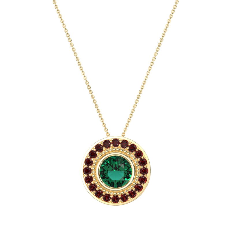 Round Halo Bezel Necklace