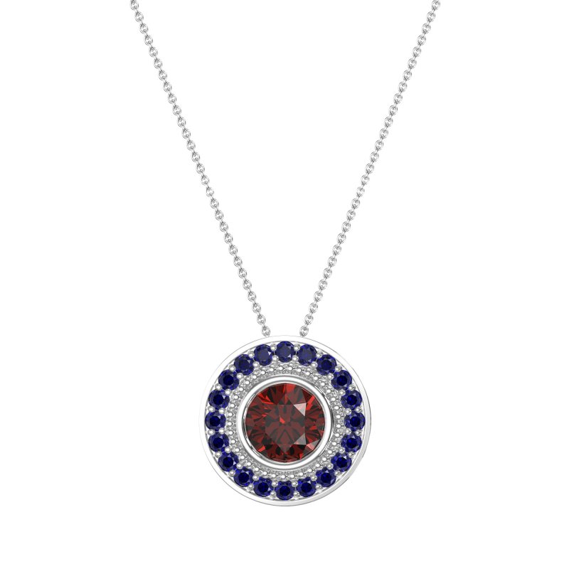 Round Halo Bezel Necklace