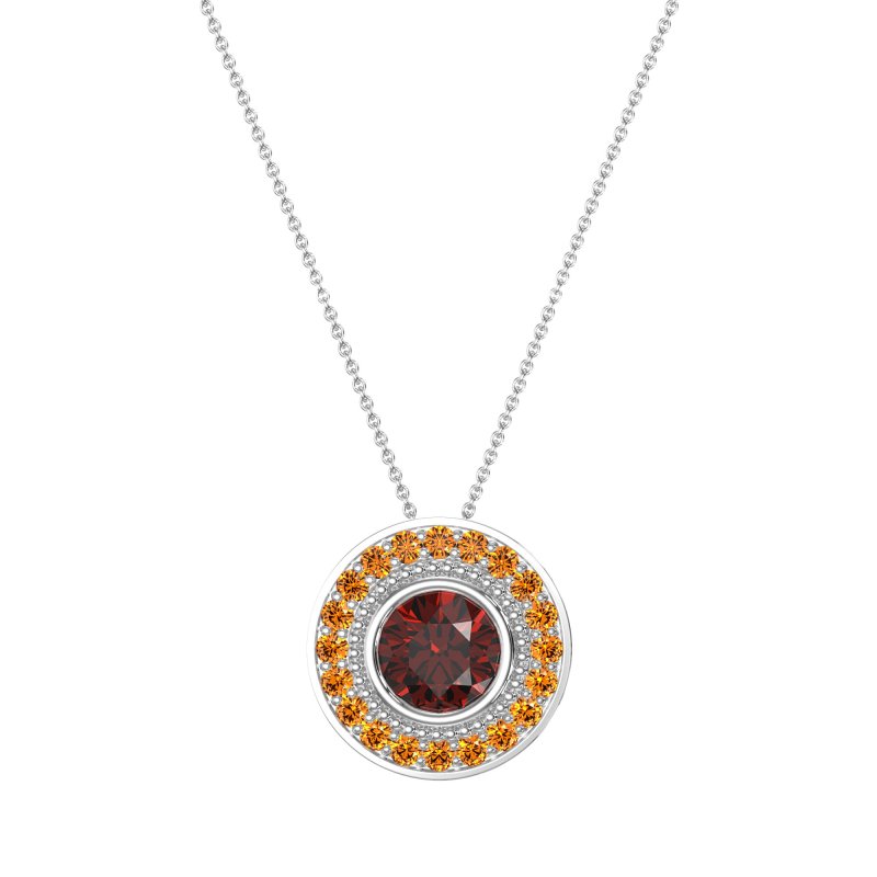Round Halo Bezel Necklace