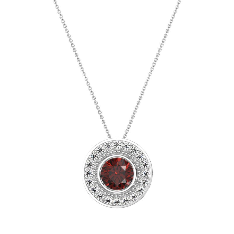 Round Halo Bezel Necklace