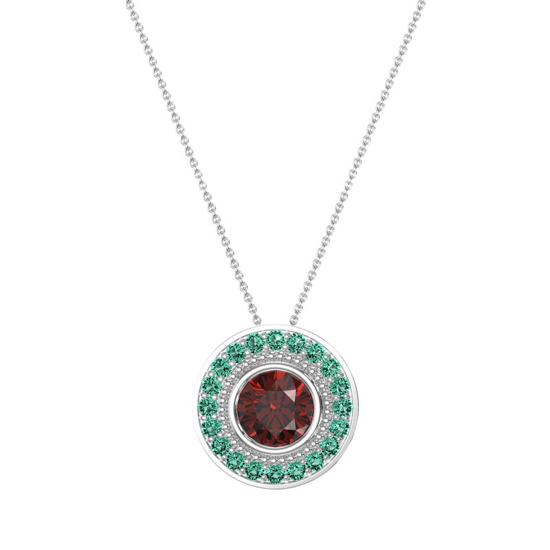 Round Halo Bezel Necklace