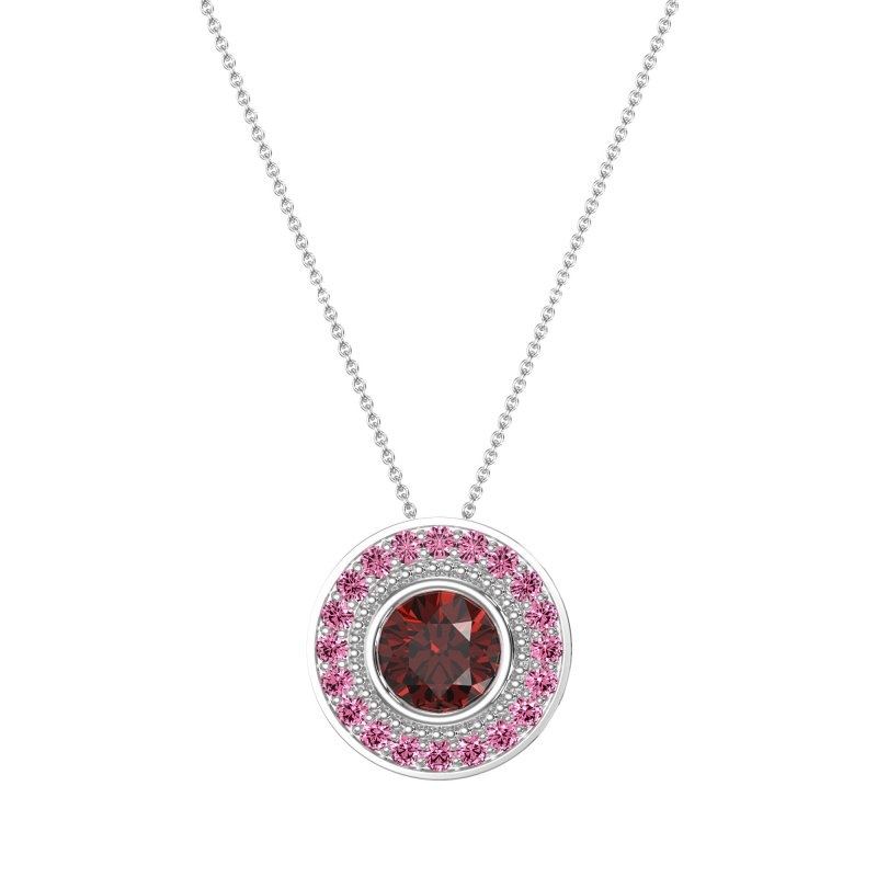 Round Halo Bezel Necklace