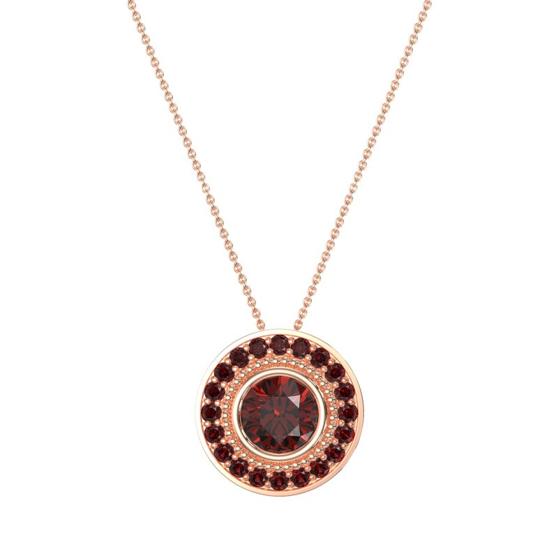 Round Halo Bezel Necklace