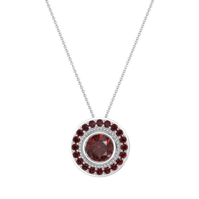 Round Halo Bezel Necklace
