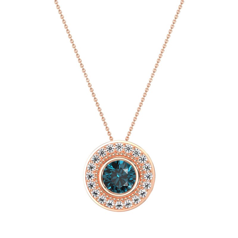 Round Halo Bezel Necklace