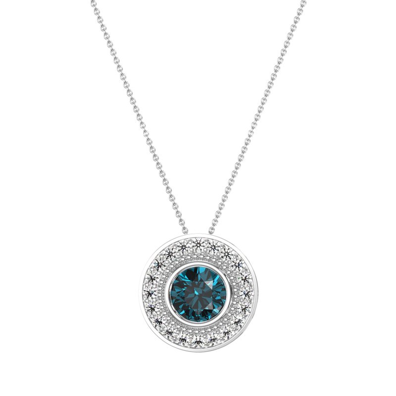 Round Halo Bezel Necklace