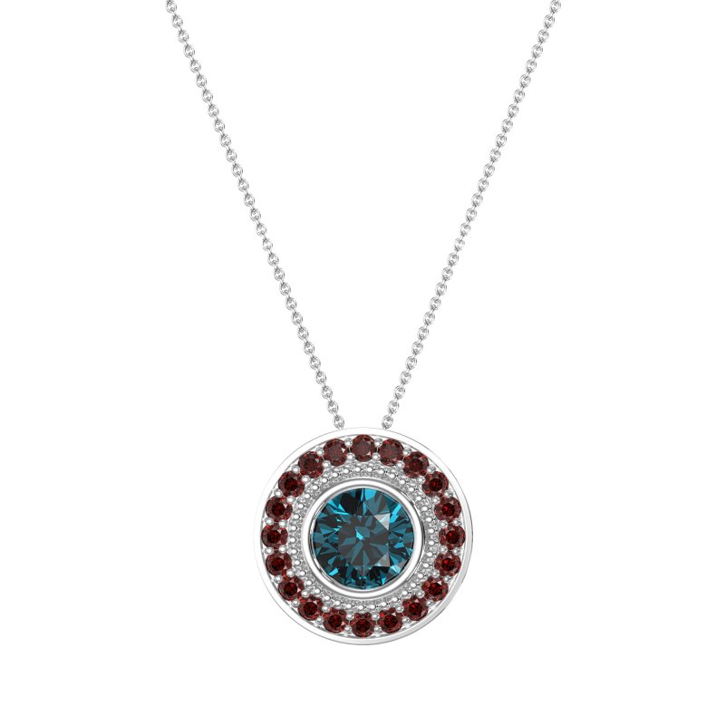 Round Halo Bezel Necklace