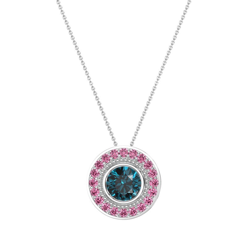 Round Halo Bezel Necklace