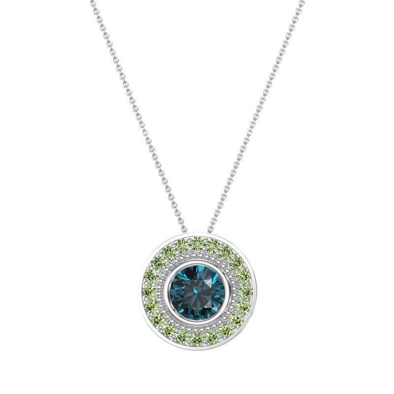 Round Halo Bezel Necklace