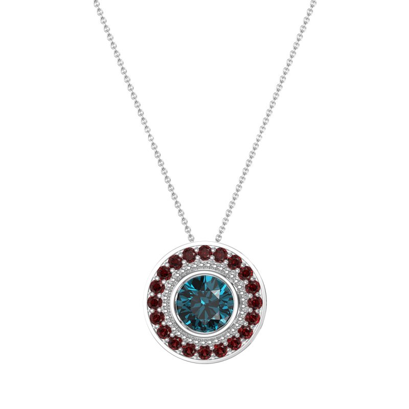 Round Halo Bezel Necklace