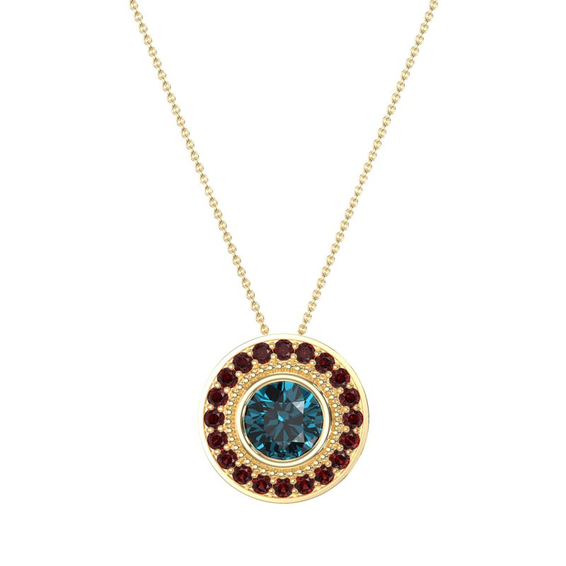 Round Halo Bezel Necklace