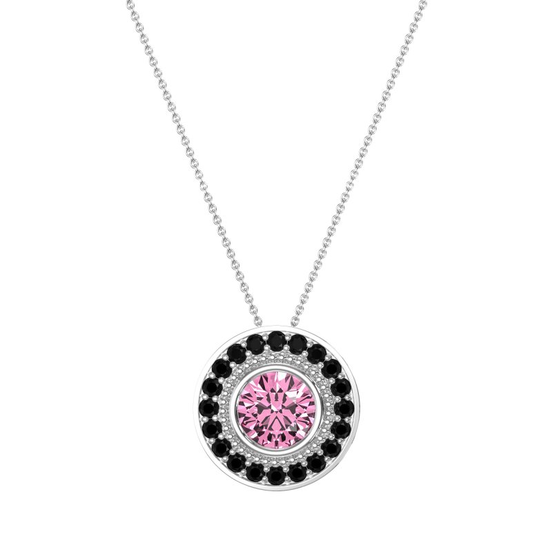 Round Halo Bezel Necklace