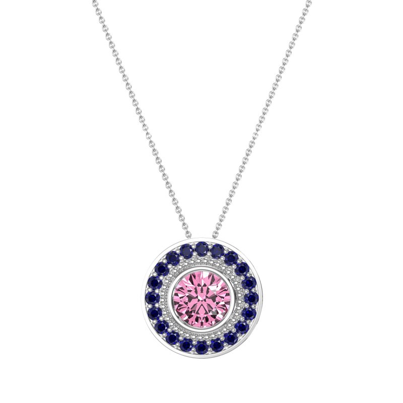 Round Halo Bezel Necklace