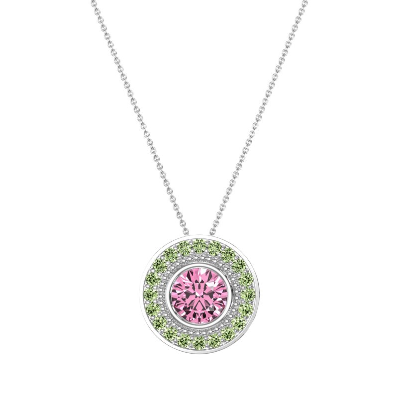 Round Halo Bezel Necklace
