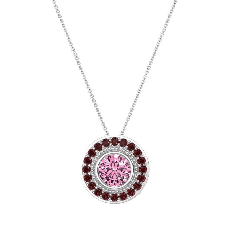 Round Halo Bezel Necklace
