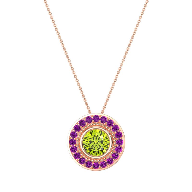 Round Halo Bezel Necklace